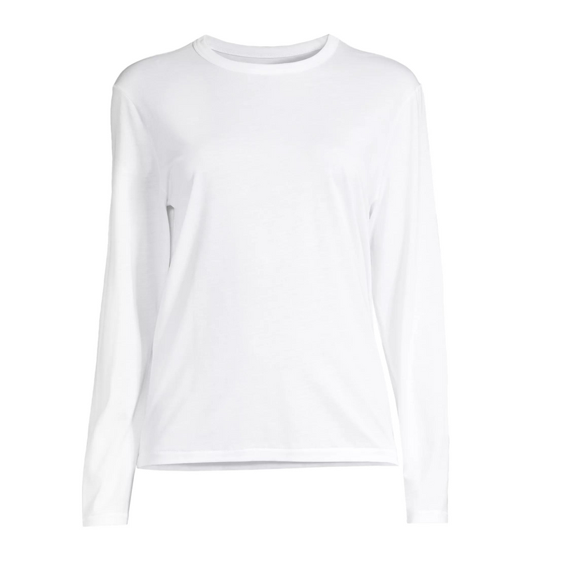 Majestic Filatures Spring Long Sleeve French Terry Crew - White Timeless Martha's Vineyard