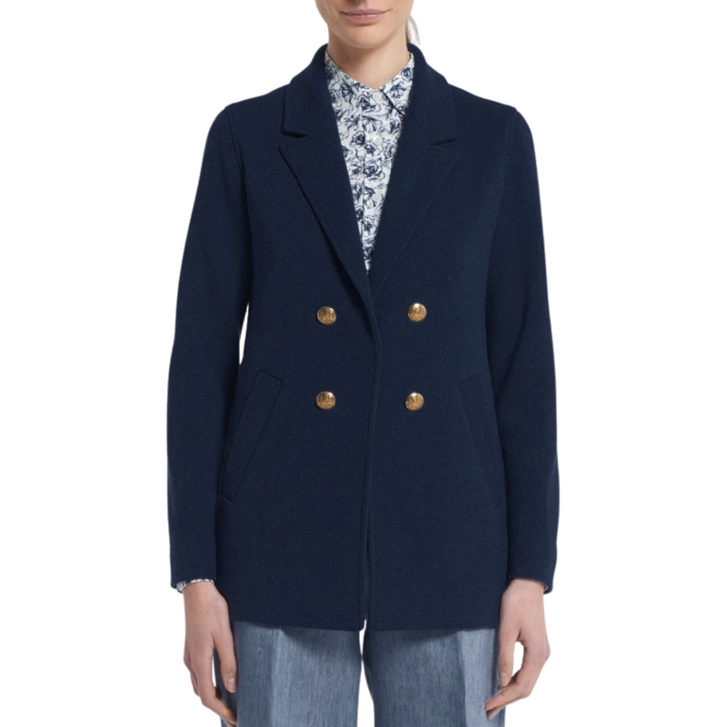 Amina Rubinacci Knitted Wool Namibia Jacket - Navy Timeless Martha's Vineyard