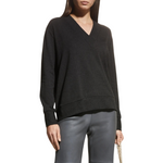 Majestic Filatures French Terry Long Sleeve Deep V-Neck - Anthracite Grey Timeless Martha's Vineyard