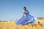 Cristiano Marcheli Blue White Stripe Maxi Circle Skirt Timeless Martha's Vineyard