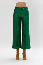 Margareth & Moi Floral Brocade Pants - Green Timeless Martha's Vineyard