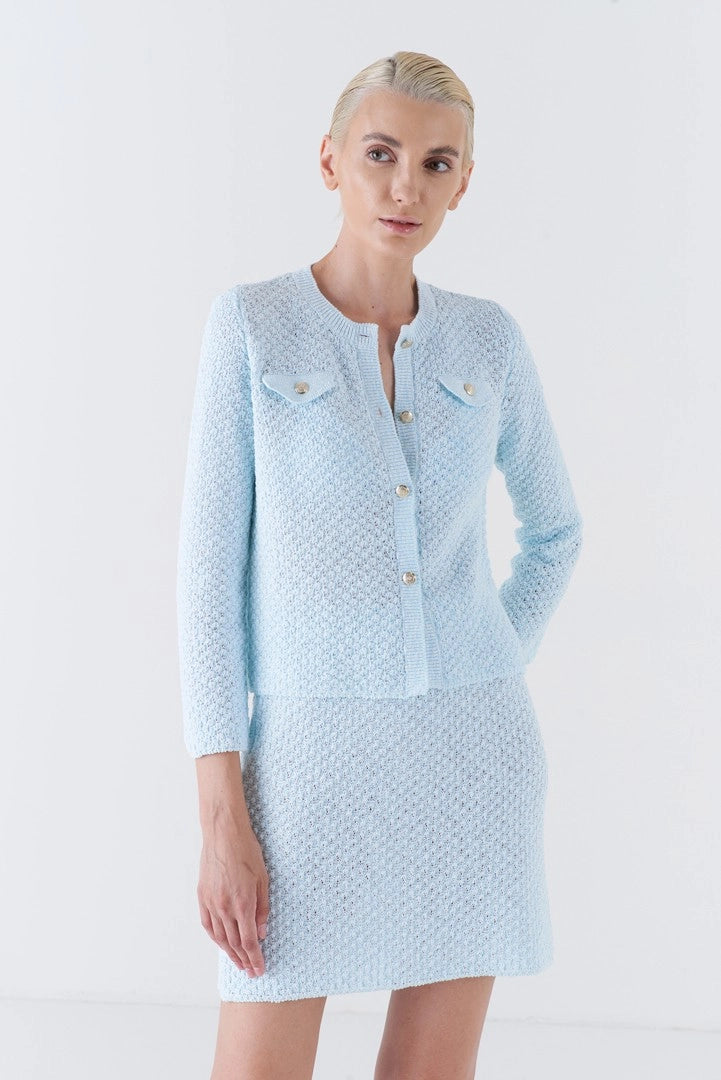 Olanda Knit Cotton Cardigan - Light Blue