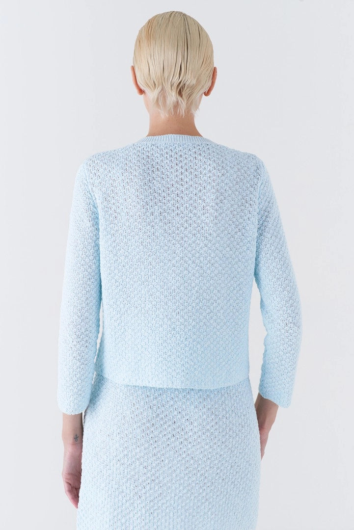 Olanda Knit Cotton Cardigan - Light Blue