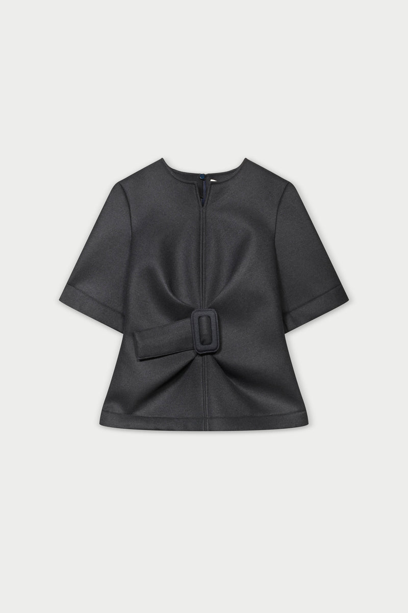 Dacia Double-faced Wool Scuba Top - Black Timeless Martha's Vineyard 