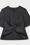 Dacia Double-faced Wool Scuba Top - Black Timeless Martha's Vineyard 