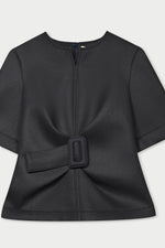 Dacia Double-faced Wool Scuba Top - Black Timeless Martha's Vineyard 