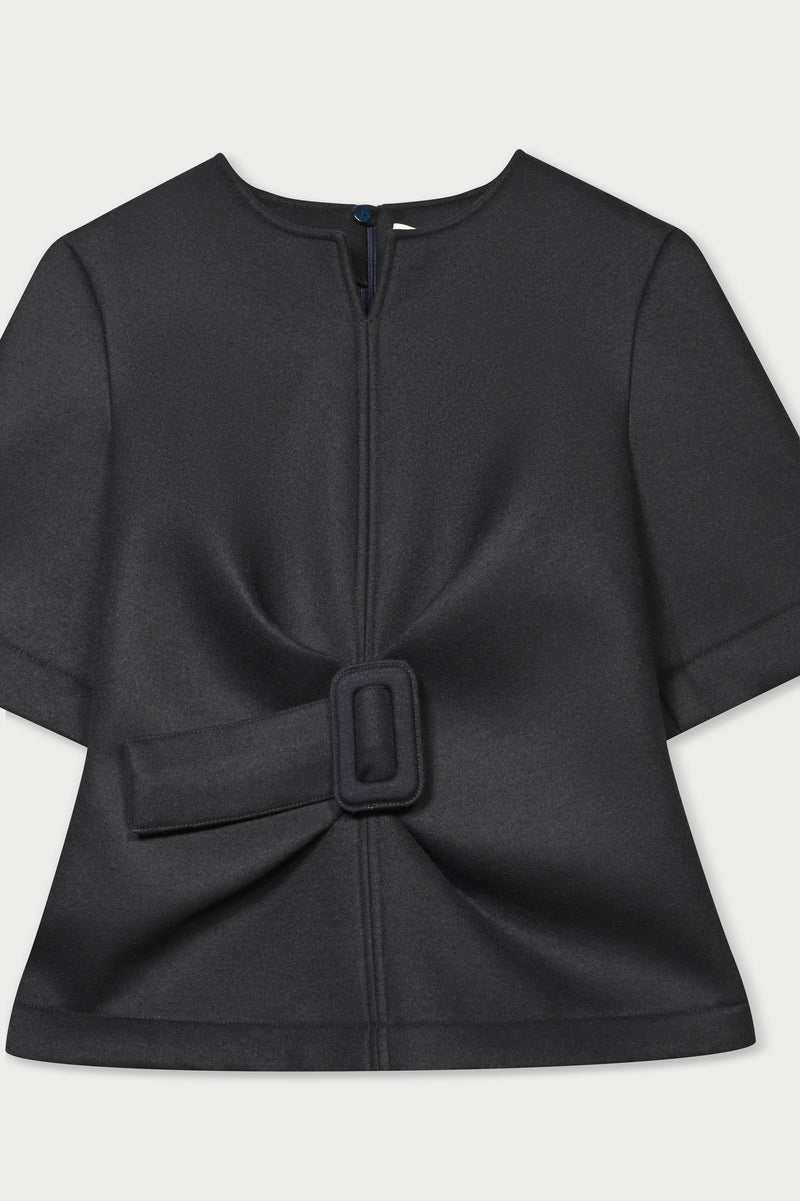 Dacia Double-faced Wool Scuba Top - Black Timeless Martha's Vineyard 