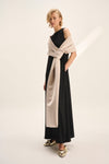 Natan Dapi Silk Long Stole in Black and Oyster Grey Timeless Martha's Vineyard 