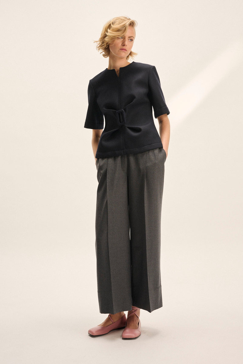 Dacia Double-faced Wool Scuba Top - Black