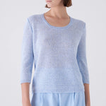 Amina Rubinacci Salsa Linen Sequins Scoop Neck Sweater - White Timeless Martha's Vineyard 