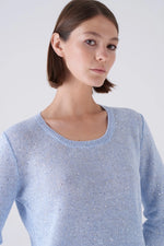 Amina Rubinacci Salsa Linen Sequins Scoop Neck Sweater - White Timeless Martha's Vineyard 