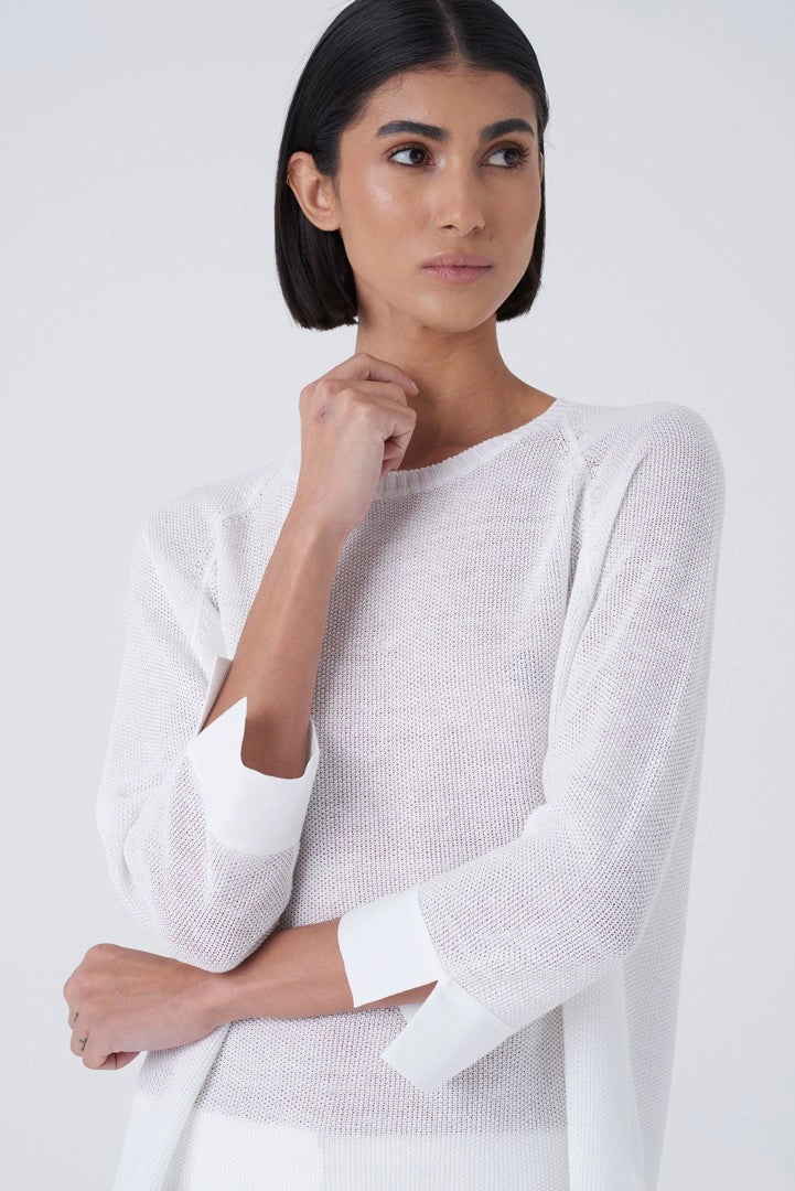 Amina Rubinacci Sasa Linen and Cotton Raglan Sweater Timeless Martha's Vineyard 