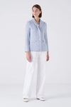 Amina Rubinacci Multi Blue Houndstooth Speranza Knit Blazer Timeless Martha's Vineyard 