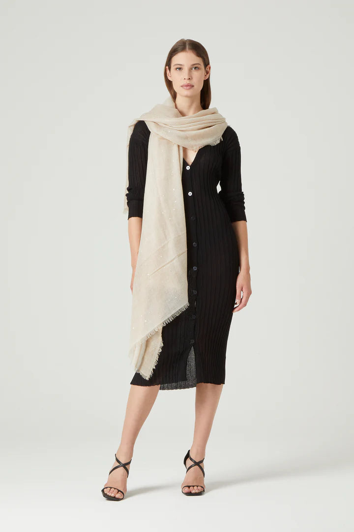 Ama Pure Cashmere Starlight Beige Ultralight Scarf Timeless Martha's Vineyard