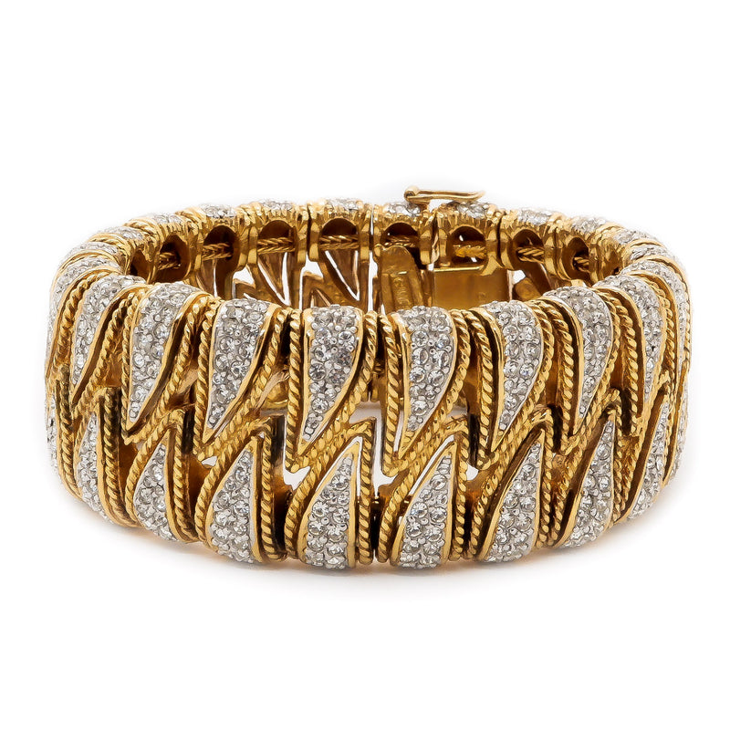 Ciner Gold Braided Link Swarovski Crystal Bracelet Timeless Martha's Vineyard