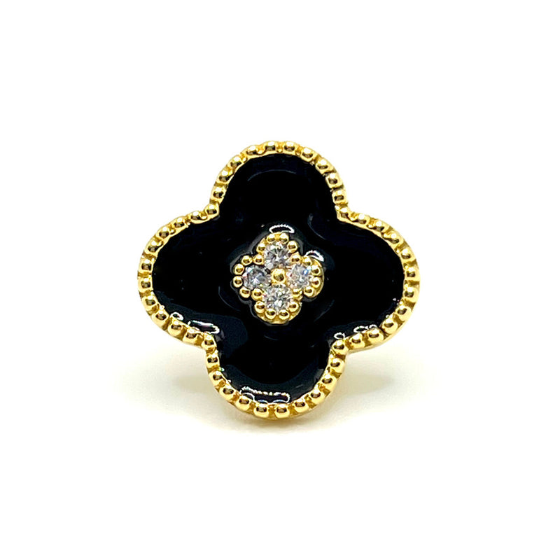 Clover Center Black Enamel Clover Shape Earrings Timeless Martha's Vineyard 
