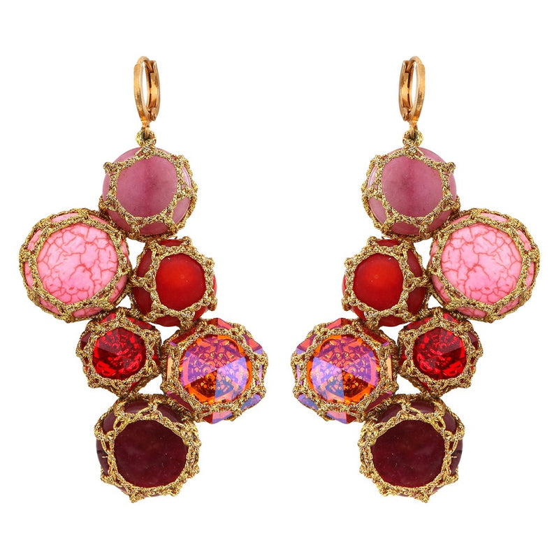 Boks & Baum Pink + Red Bulle Drop Gemstone Earrings Timeless Martha's Vineyard 