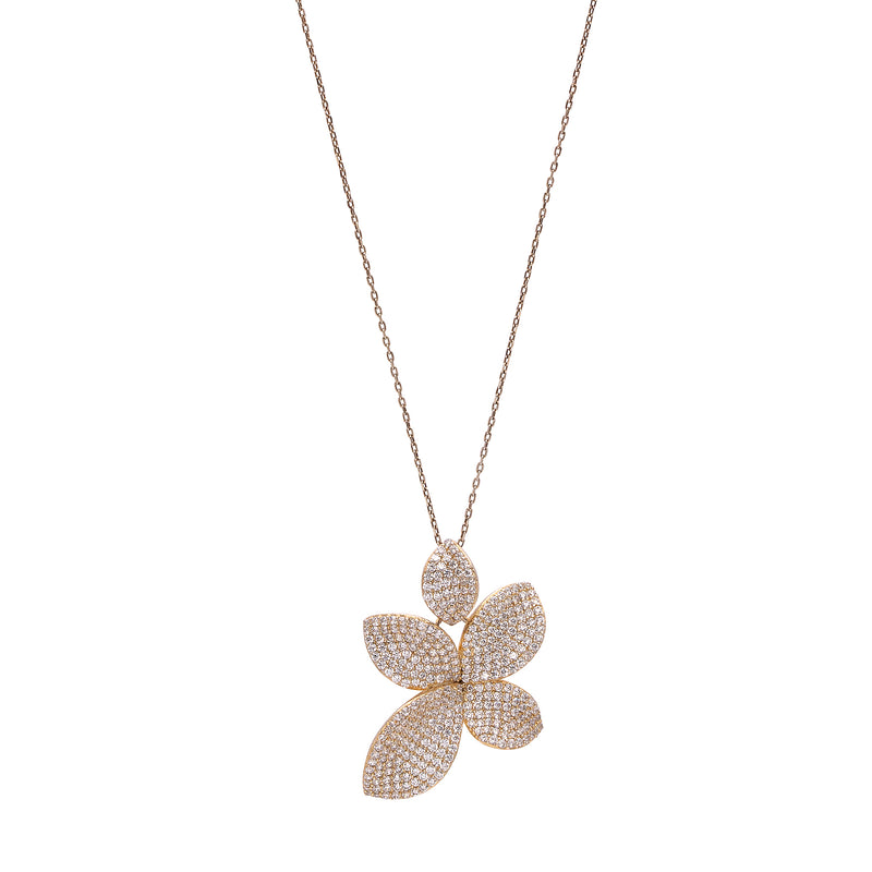 Pave Flower Pendant Necklace - Timeless Martha's Vineyard