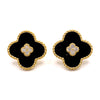 Clover Center Black Enamel Clover Shape Earrings Timeless Martha's Vineyard 