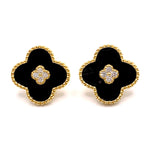 Clover Center Black Enamel Clover Shape Earrings Timeless Martha's Vineyard 