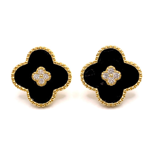Clover Center Black Enamel Clover Shape Earrings Timeless Martha's Vineyard 