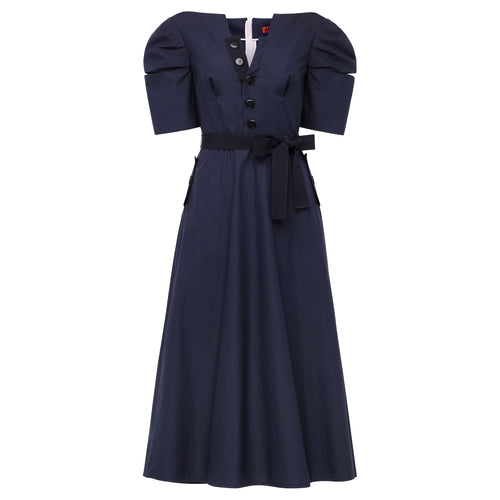 Margareth & Moi Botton Dress - Navy Timeless Martha's Vineyard