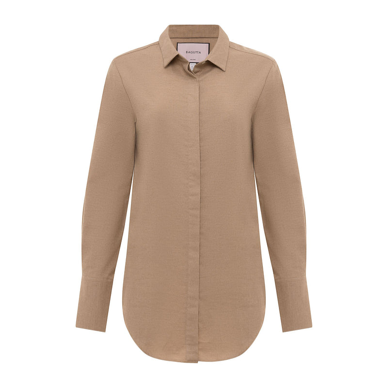 Bagutta Cotton and Cashmere Button Down in Camel Timeless Martha's Vineyard 